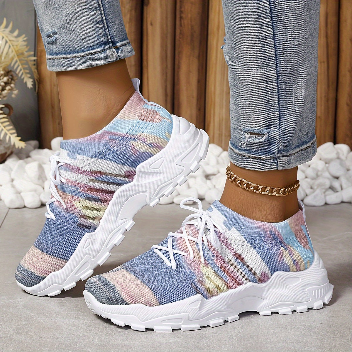 Zapatillas ligeras de malla para mujer, rosa pastel, azul, blanco, para correr y uso casual