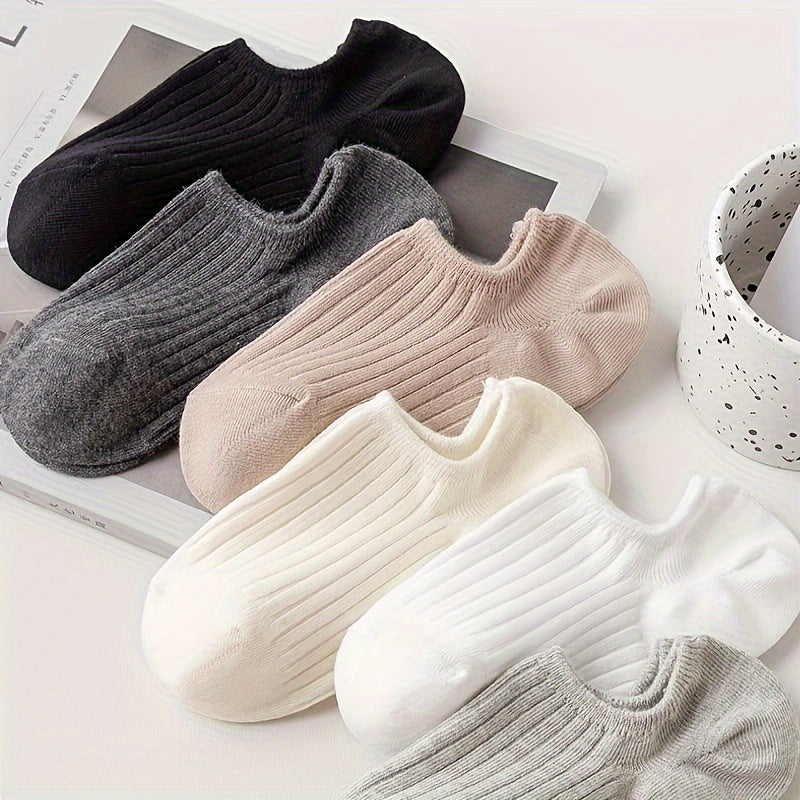 Men's Invisible Socks 5 Pairs Breathable Sweat-Resistant Anti-Odor Solid