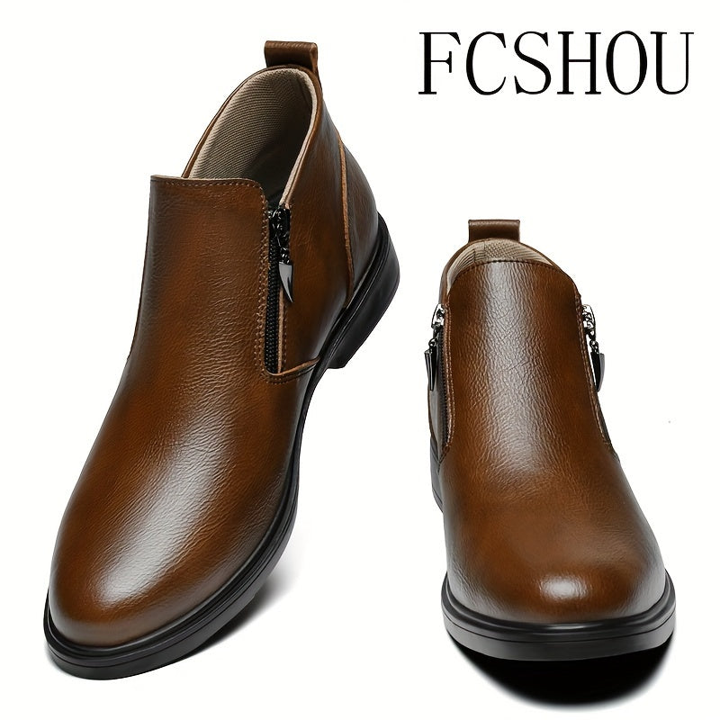 Мужские ботинки Chelsea на щиколотке из кожи с молнией, повседневные, противоскользящие, с квадратным носком