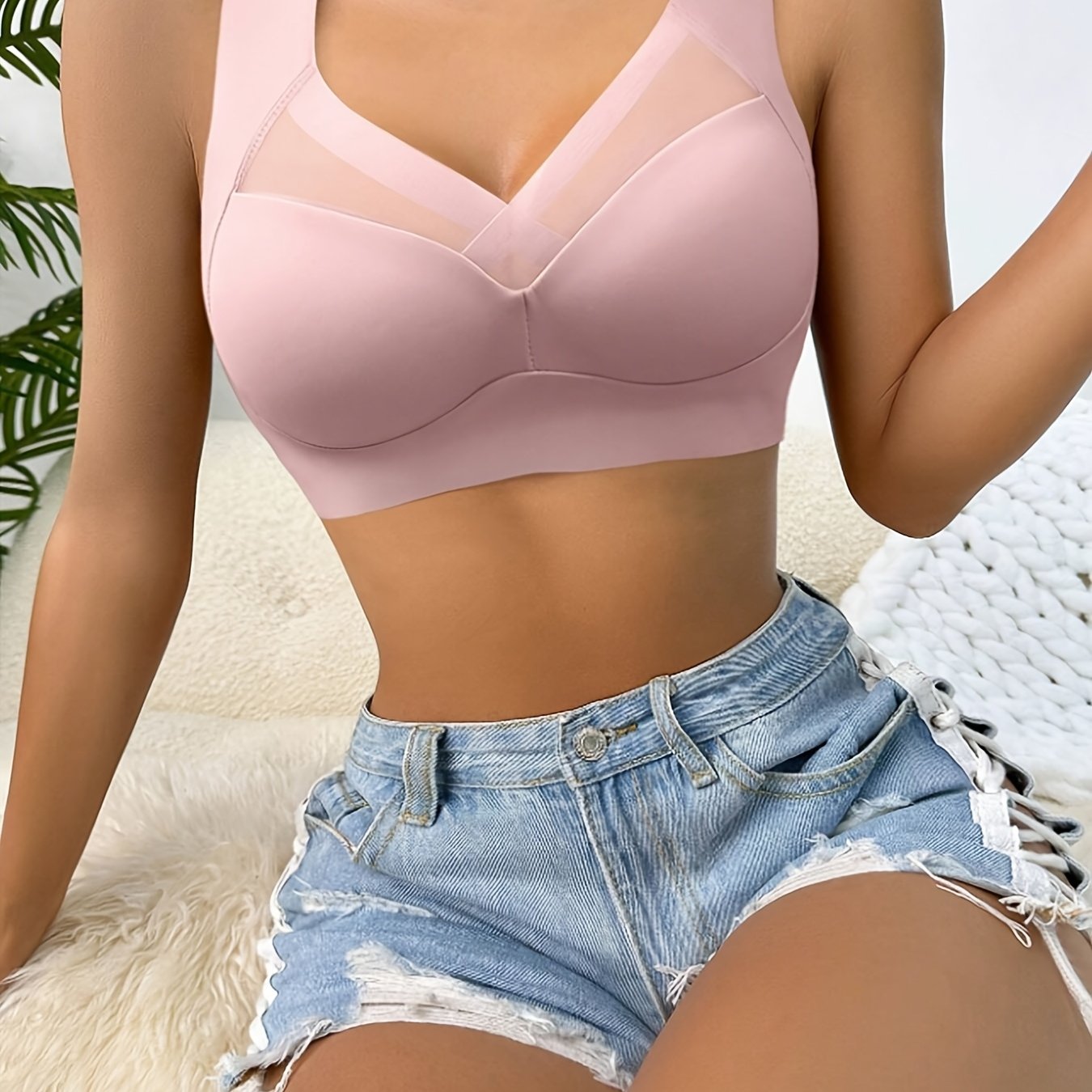 Sujetador deportivo para mujer con push-up, alta elasticidad, sin aros de acero, control lateral del pecho