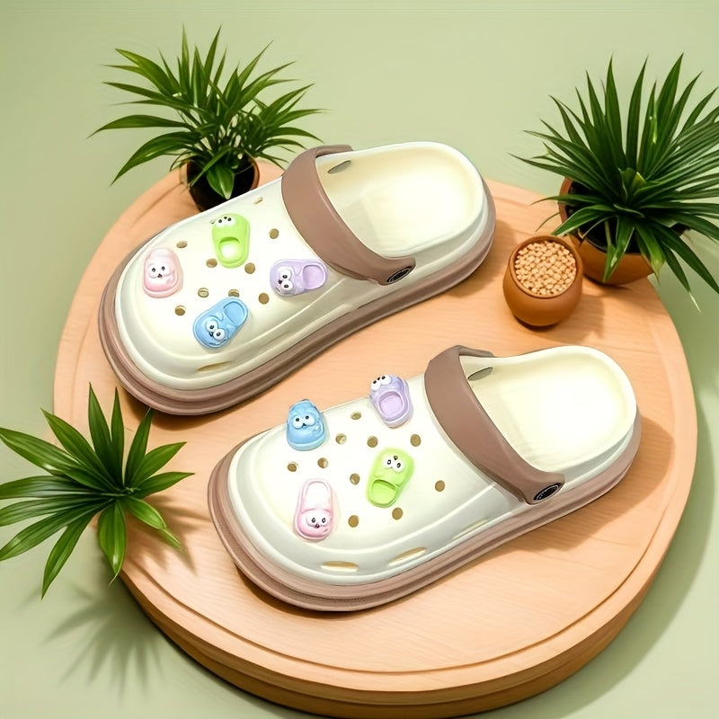 Women's EVA Beach Sandals Light Beige Green Cartoon Frog Ventilation Anti-Slip