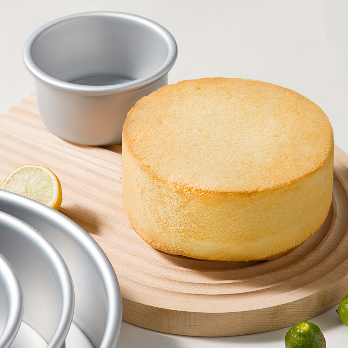 Aluminum Cake Pan Set Removable Bottom Oven-Safe for Chiffon Mousse 4/6/8/10 Inch