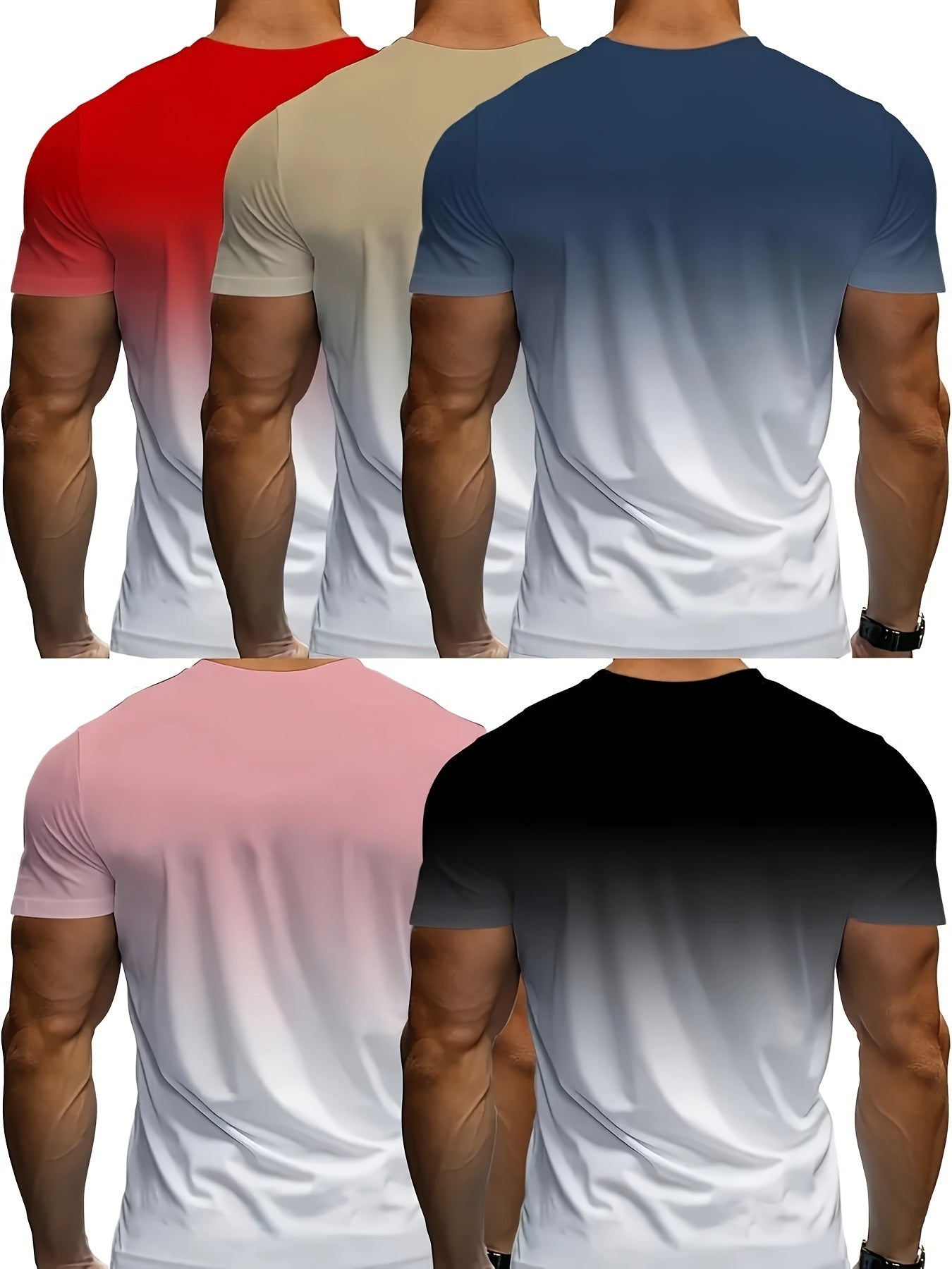 Plus Size Men's 3D Print T-Shirts Polyester Blend Short Sleeve Gradient Casual Sporty Set