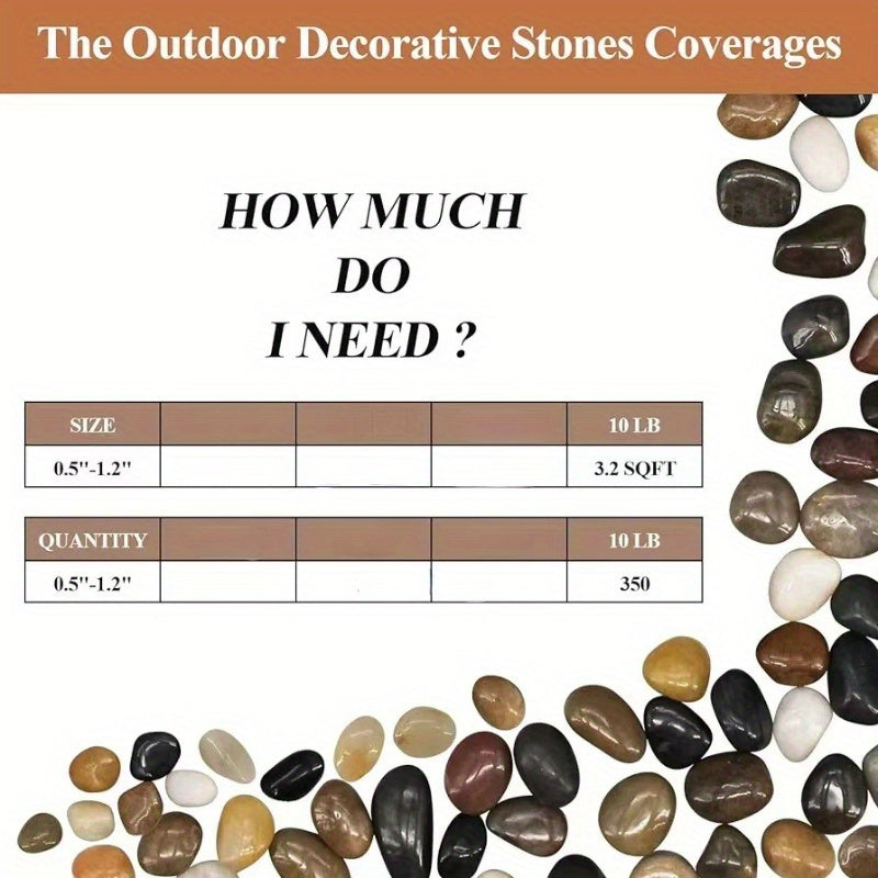 500g Natural Stone Pebbles for Aquarium Garden Landscaping White Black Brown Gray