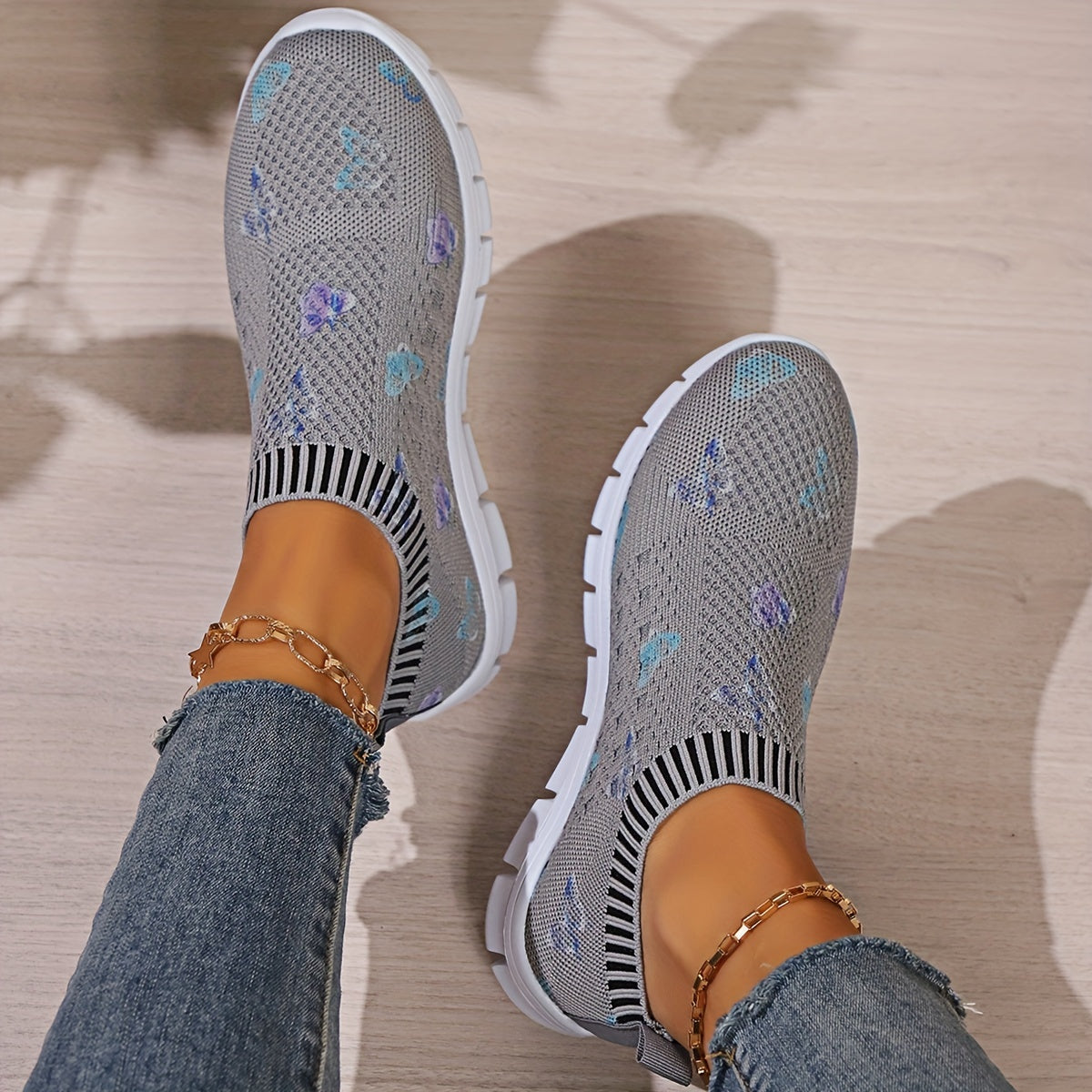 Women's Knitted Slip-On Sneakers with Platform Soft Sole and Breathable Design