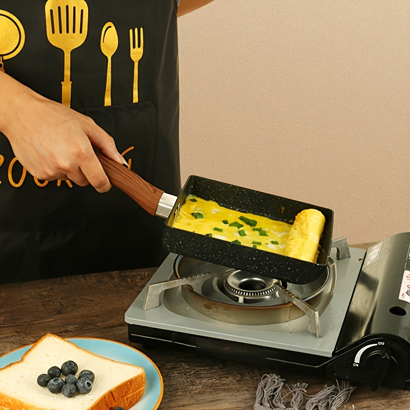 Japanese Tamagoyaki Pan Non-Stick Alloy Egg Cooker with Wooden Handle