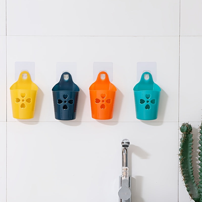 Ko'p rangli plastik devorga o'rnatiladigan saqlash savati - oshxona, hammom, talabalar yotoqxonasida foydalanish uchun mukammal - yig'ish shart emas, elektrsiz, yog'ochsiz dizayn