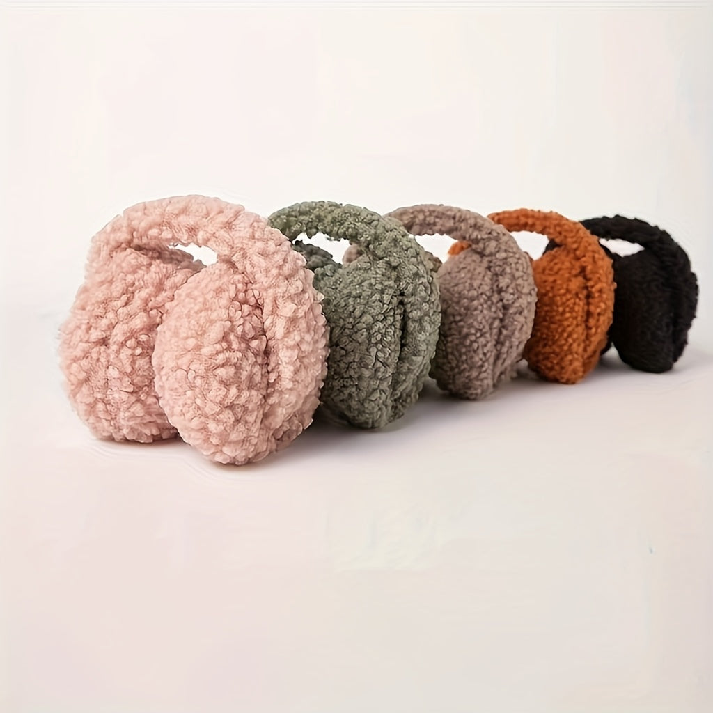 Fleece Ear Muffs Unisex Winter Ear Warmers Foldable Stretchable Knitted Fabric