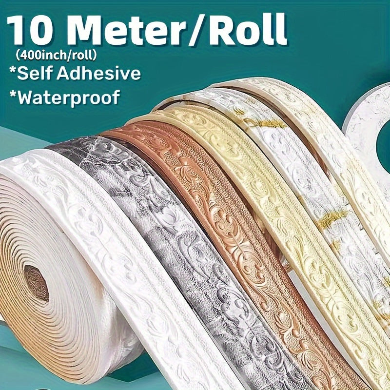 Solid 3D Foam Wall Sticker Roll 10m Waterproof Corner Decor for Walls and Edges