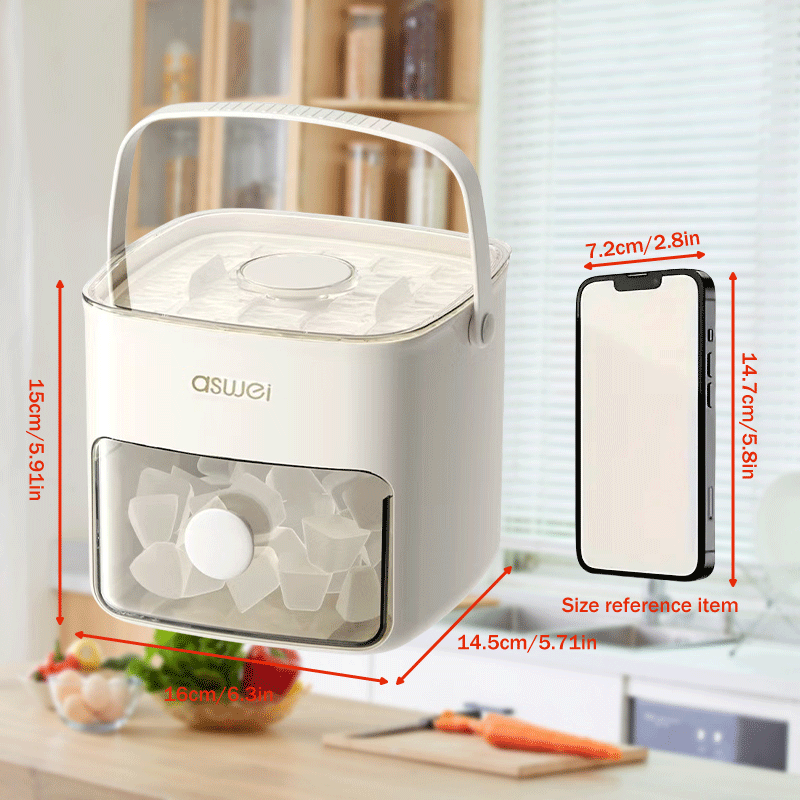 Portable Handheld Ice Maker White Brown Compact Battery-Free Ice Cubes