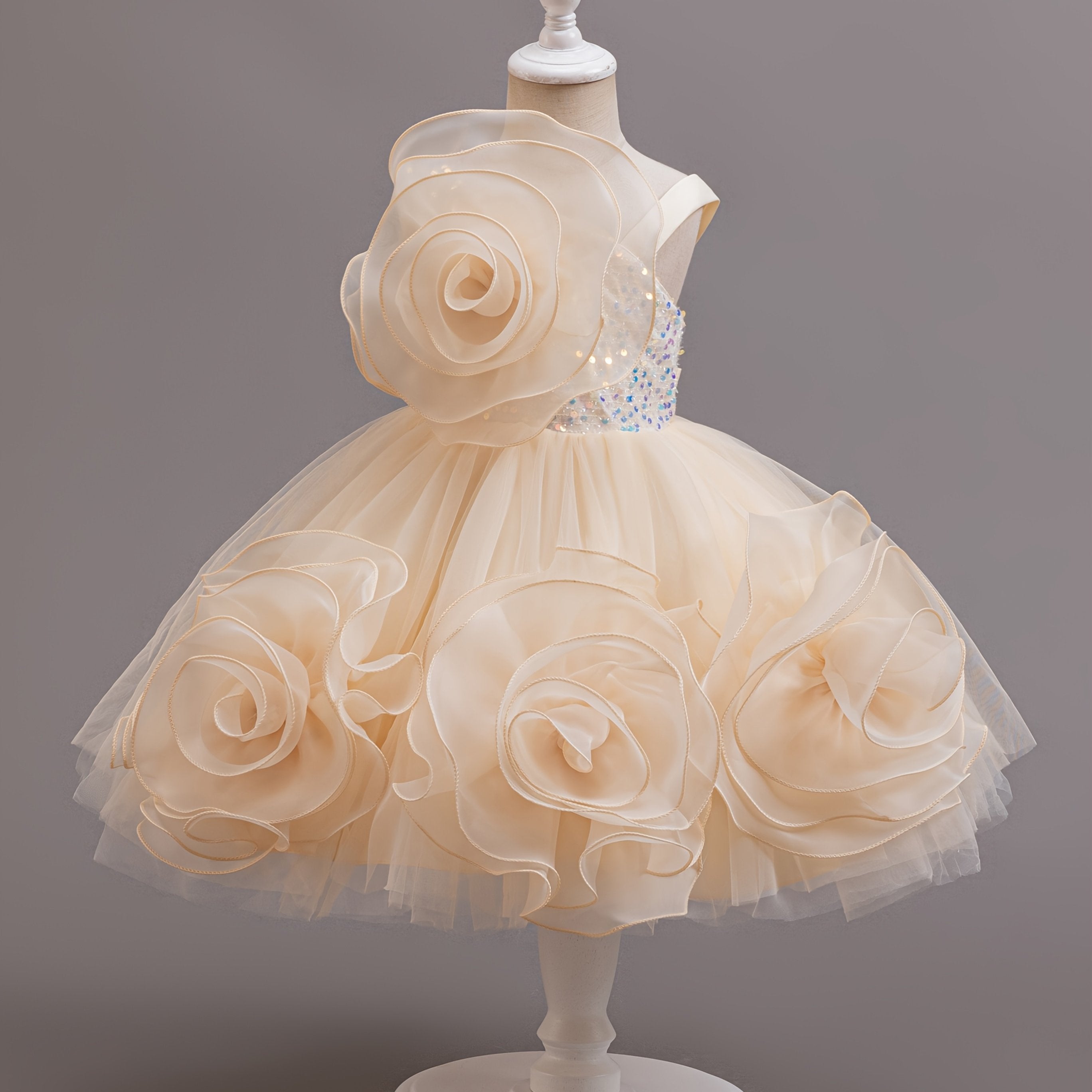 Girls Sleeveless Red Floral Dress for Young Girls Midi Fitted Party Piano Performance