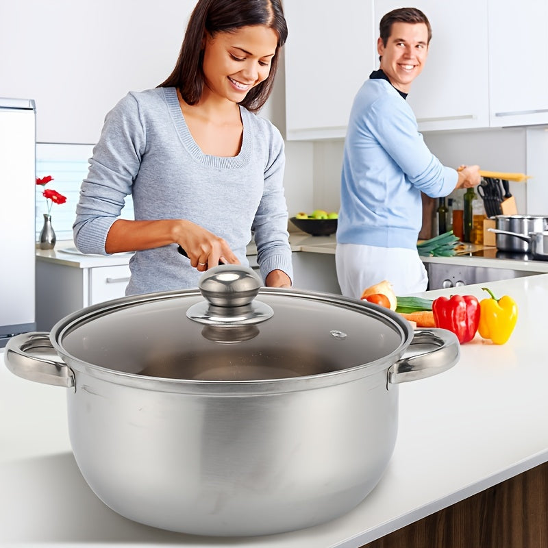 Stainless Steel Stockpot 12 Qt Leak-Proof Induction Suitable for Soups and Milk