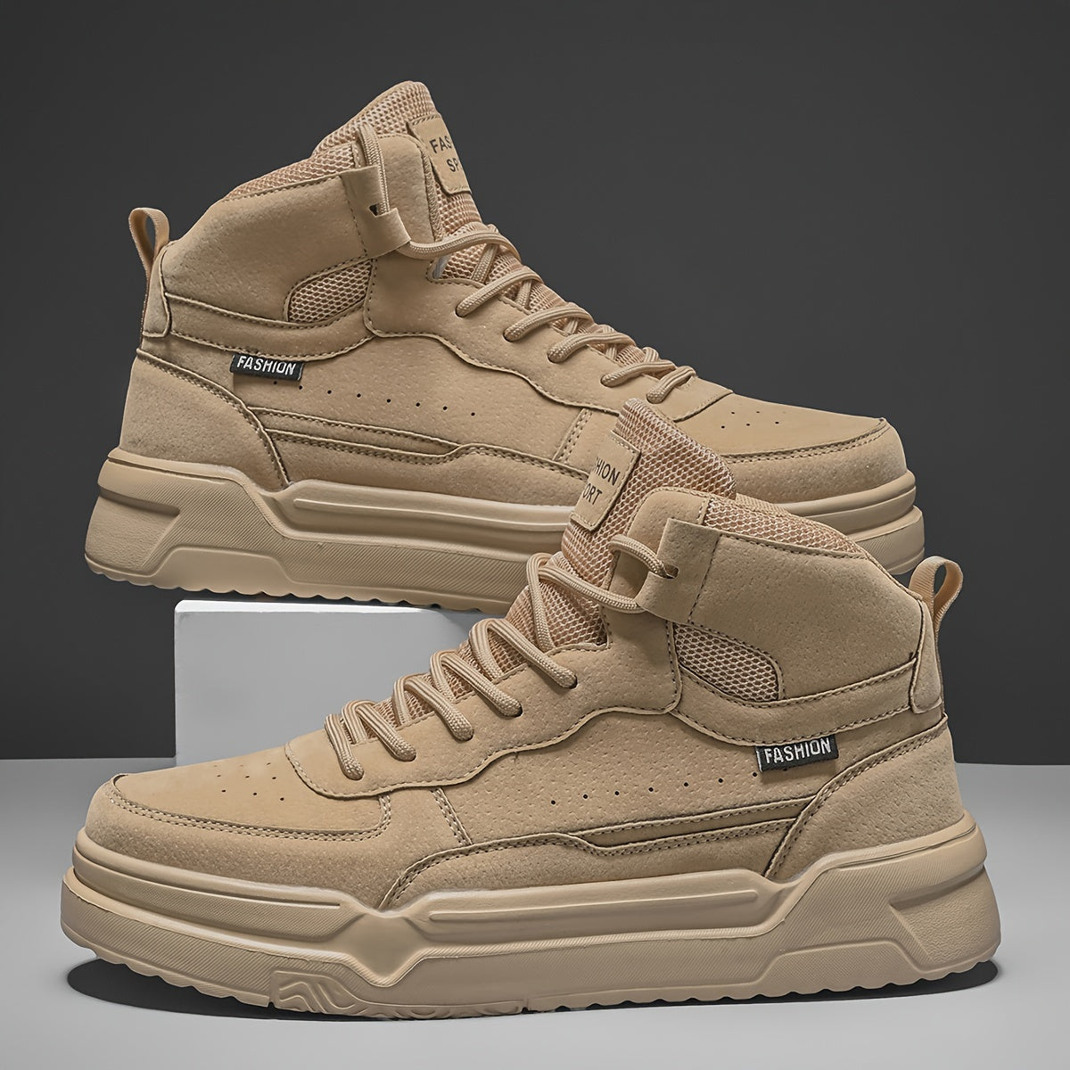 Men's High-Top Graphic Sneakers Casual Running Street Shoes Durable PU Fabric