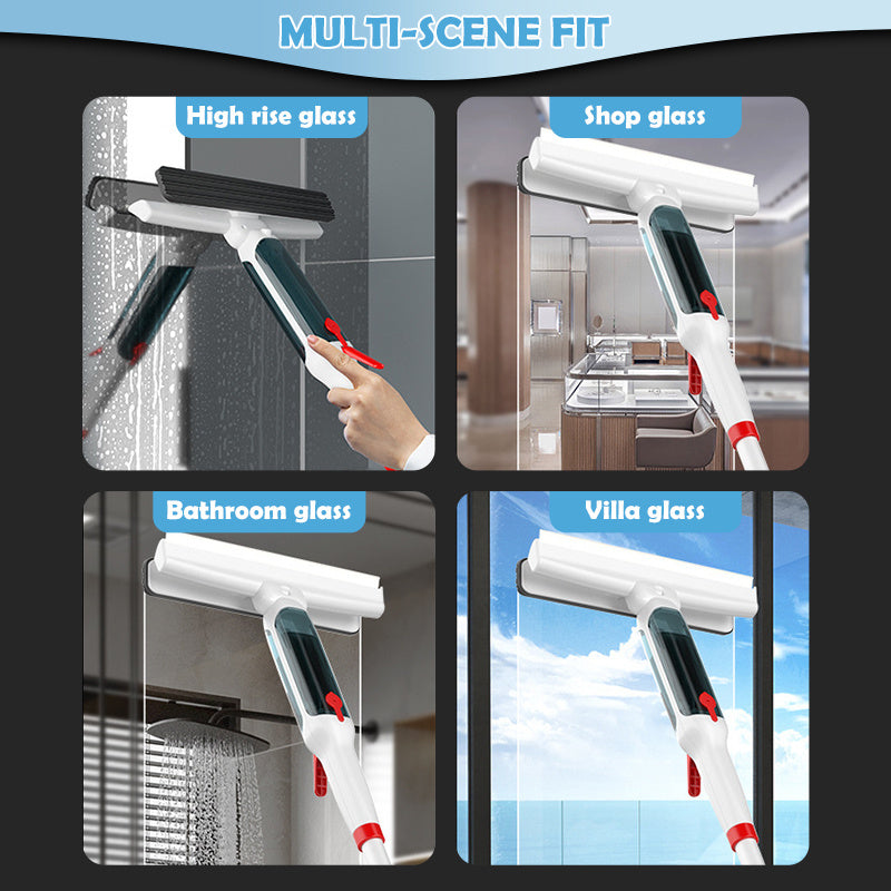 Ko‘p maqsadli oynani tozalash uchun yuvish vositasi, uzaytiriladigan tutqich va purkash tizimi bilan
