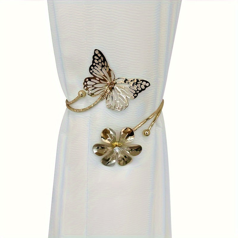 Set of 2 Minimalist Hollow Out Flower Butterfly Curtain Tiebacks for Bedroom Living Room