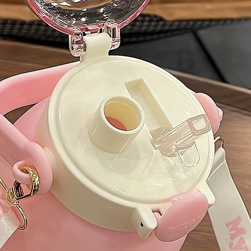 Large 35.5oz Tritan Water Bottle with Kuromi and Melody Designs Leakproof Straw Portable for Travel and Fitness