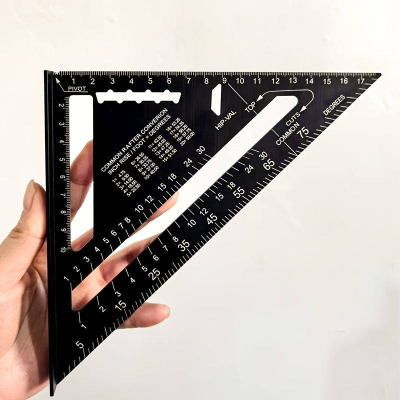 Черный алюминиевый транспортир с углами 90° и 45°, водонепроницаемый, устойчивый к царапинам для деревообработки, промышленности, науки