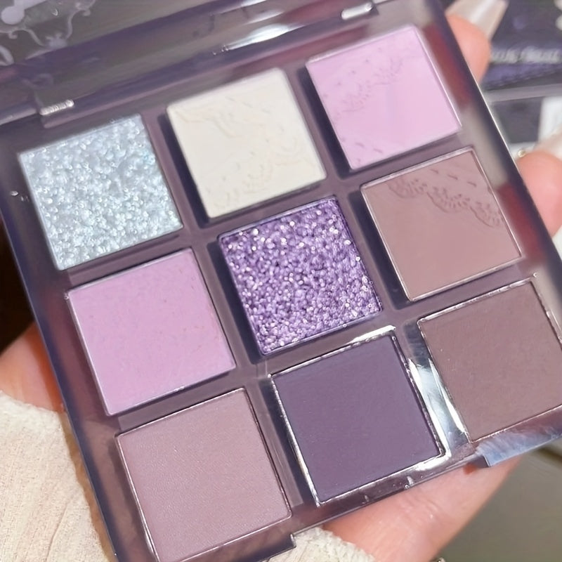 Women Glitter Eyeshadow Palette Purple Pink Baked Long Lasting Waterproof