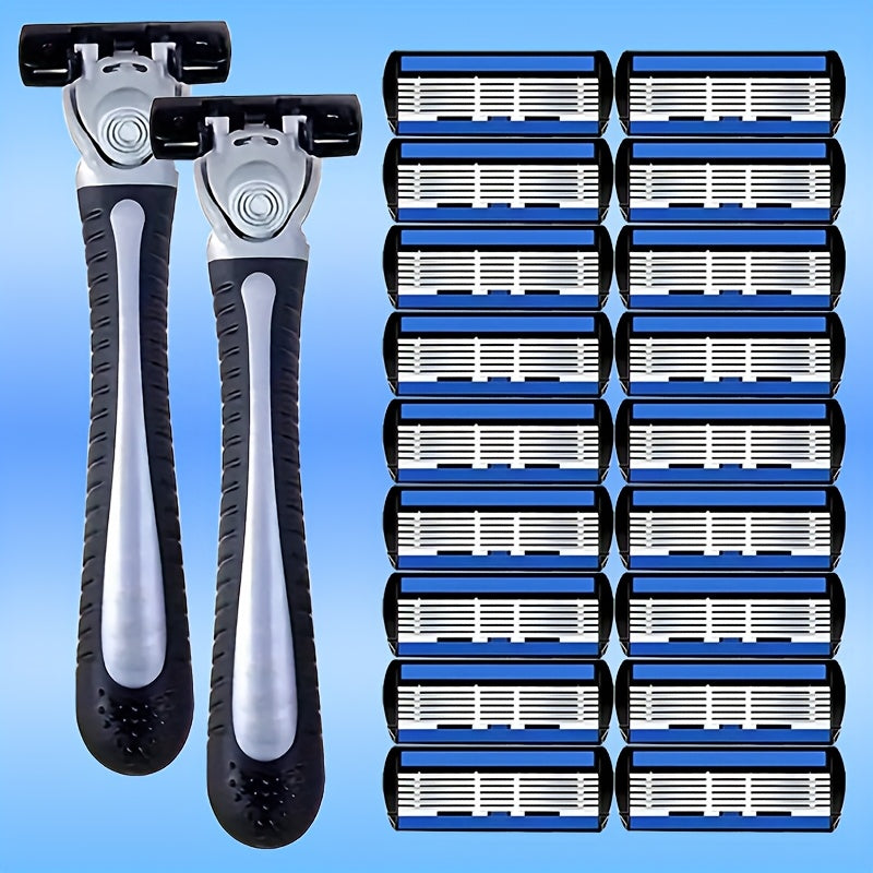 Мужской стальной двусторонний бритвенный станок для удаления волос с запасными лезвиями