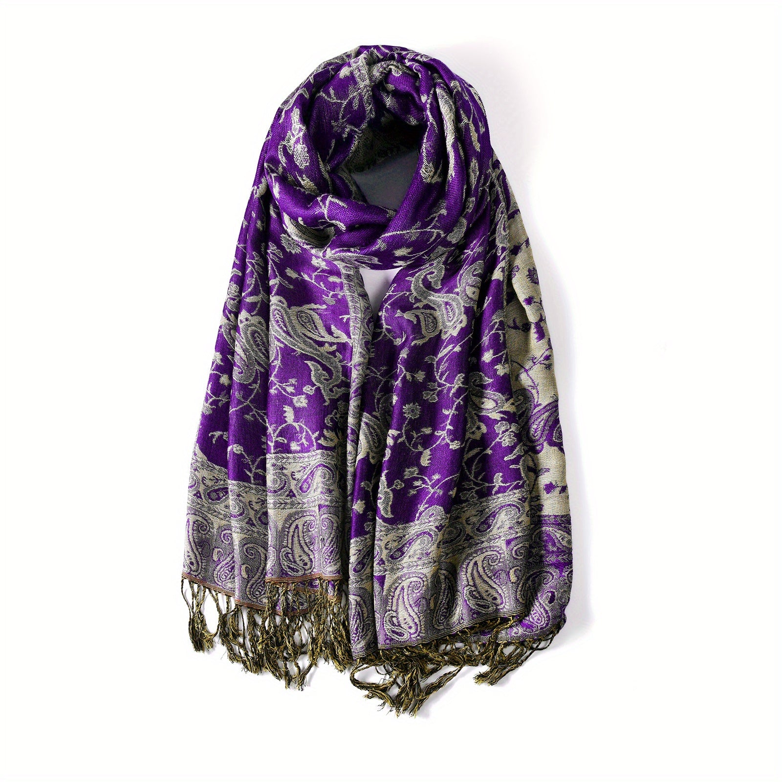 Women's Cashmere-Feel Scarf with Fringed Shawl Wraps Soft Warm and Breathable