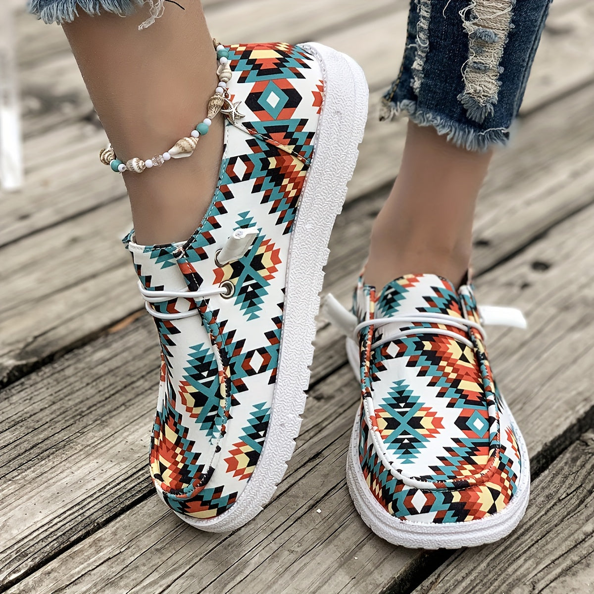 Women's Sneakers Breathable Geometric Pattern Casual Semi-Formal
