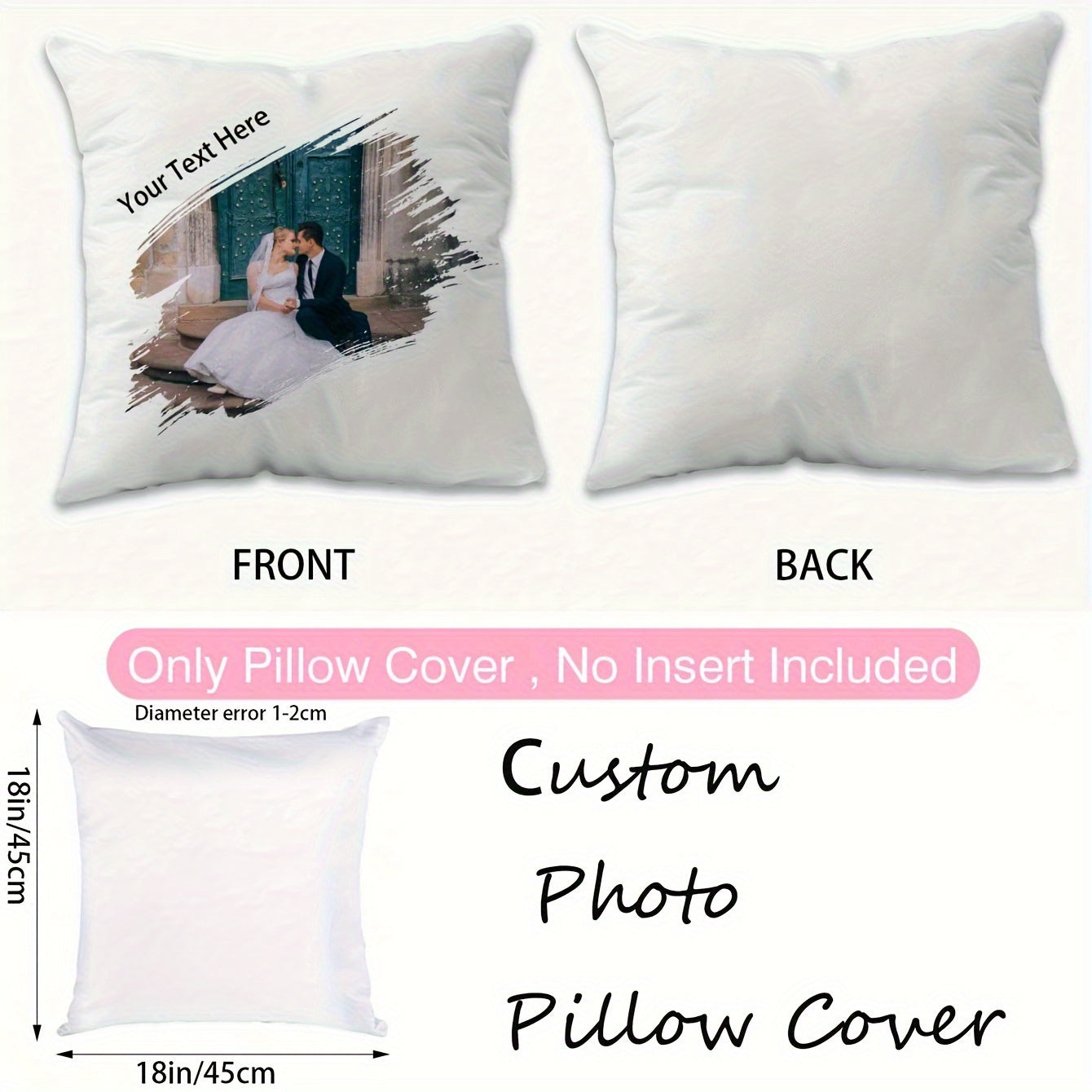 Personalized Pillow Cover for Home Decor Festive Pattern 45.72x45.72 cm