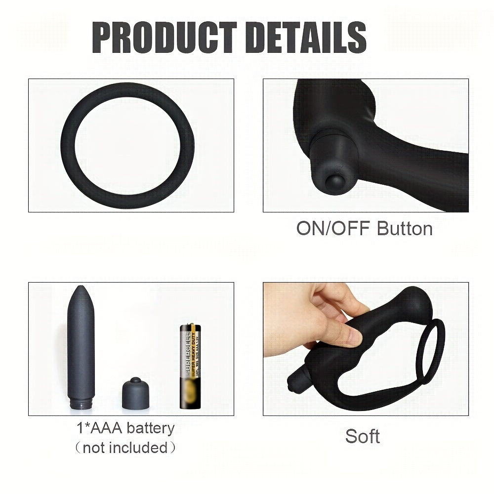 Men Vibrating Prostate Massager with 10 Speeds and Delay Ring