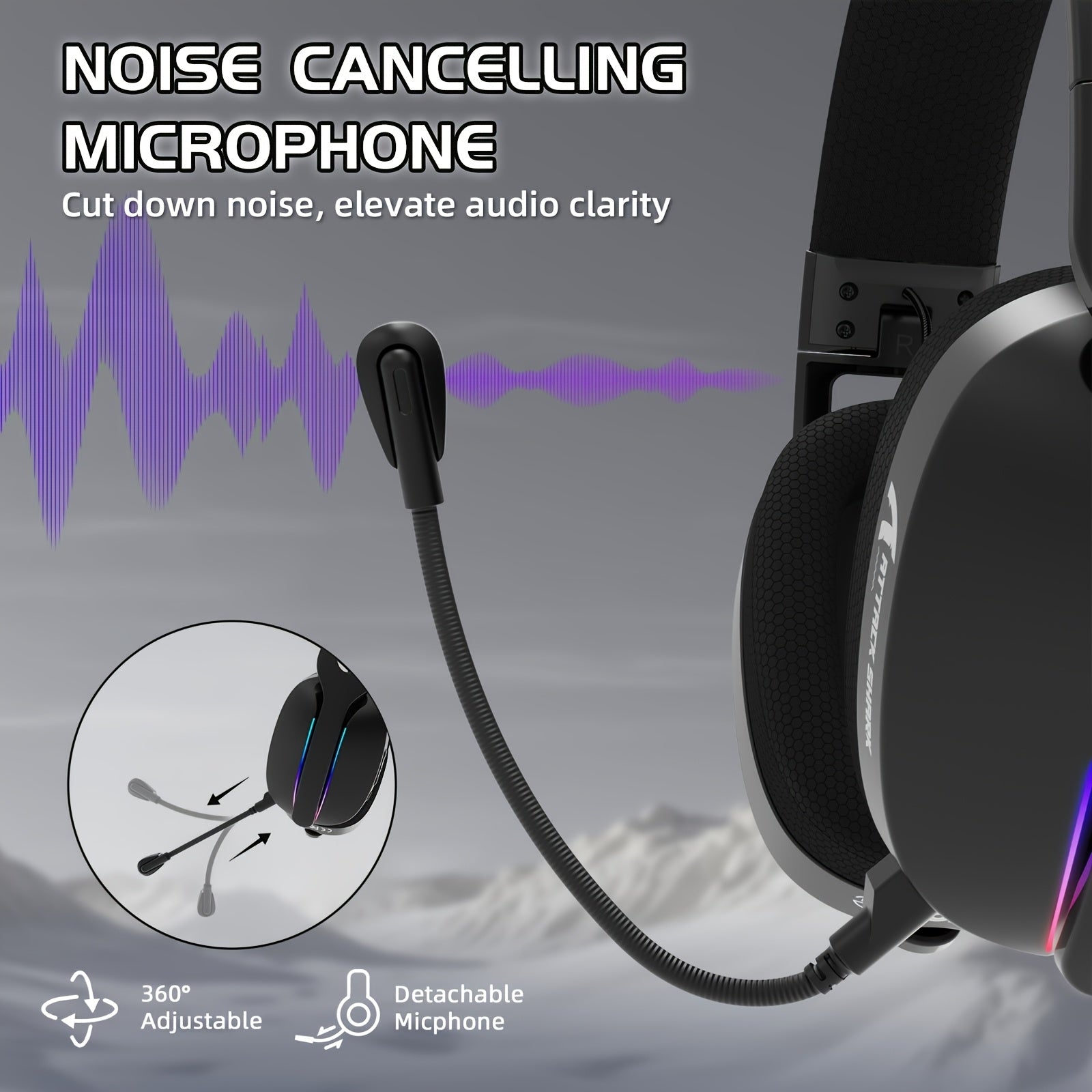 ATTACK SHARK L90 Qiyshayadigan RGB O'yin Quloqliklari - Ultra-yengil, Uch-rejimli Simsiz/Simli, 7.1 Dinamik Stereo Ovozi, RGB Yoritish, Bir nechta Qurilmalar uchun Havo O'tkazuvchi Dizayn