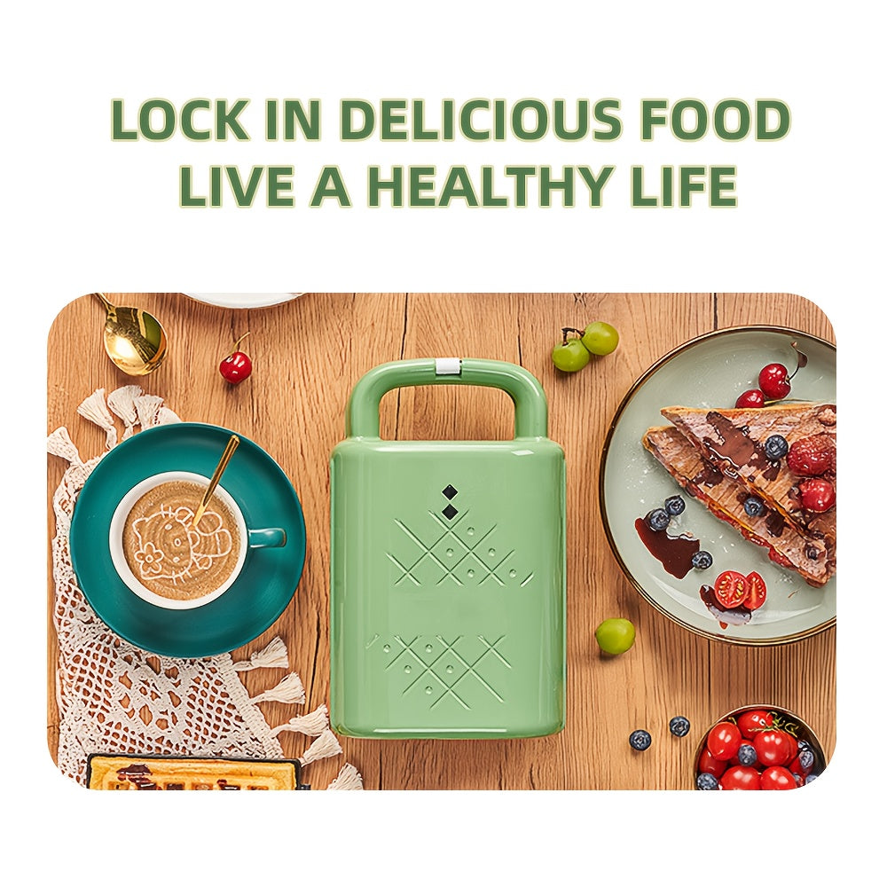 Sandwichera de patrón geométrico para gofres 220V, comida ligera, uso doméstico