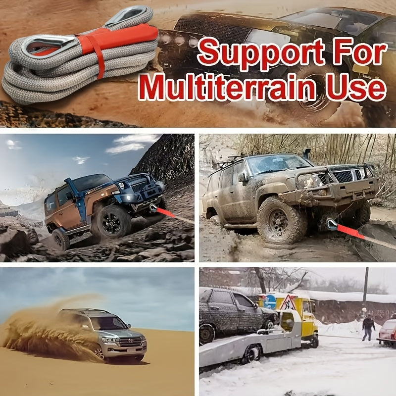 Og'ir yuk Polyamid Tov Rope Seti Off-Road Qayta tiklash uchun SUV transport vositasi bilan po'latdan yasalgan kancalar bilan