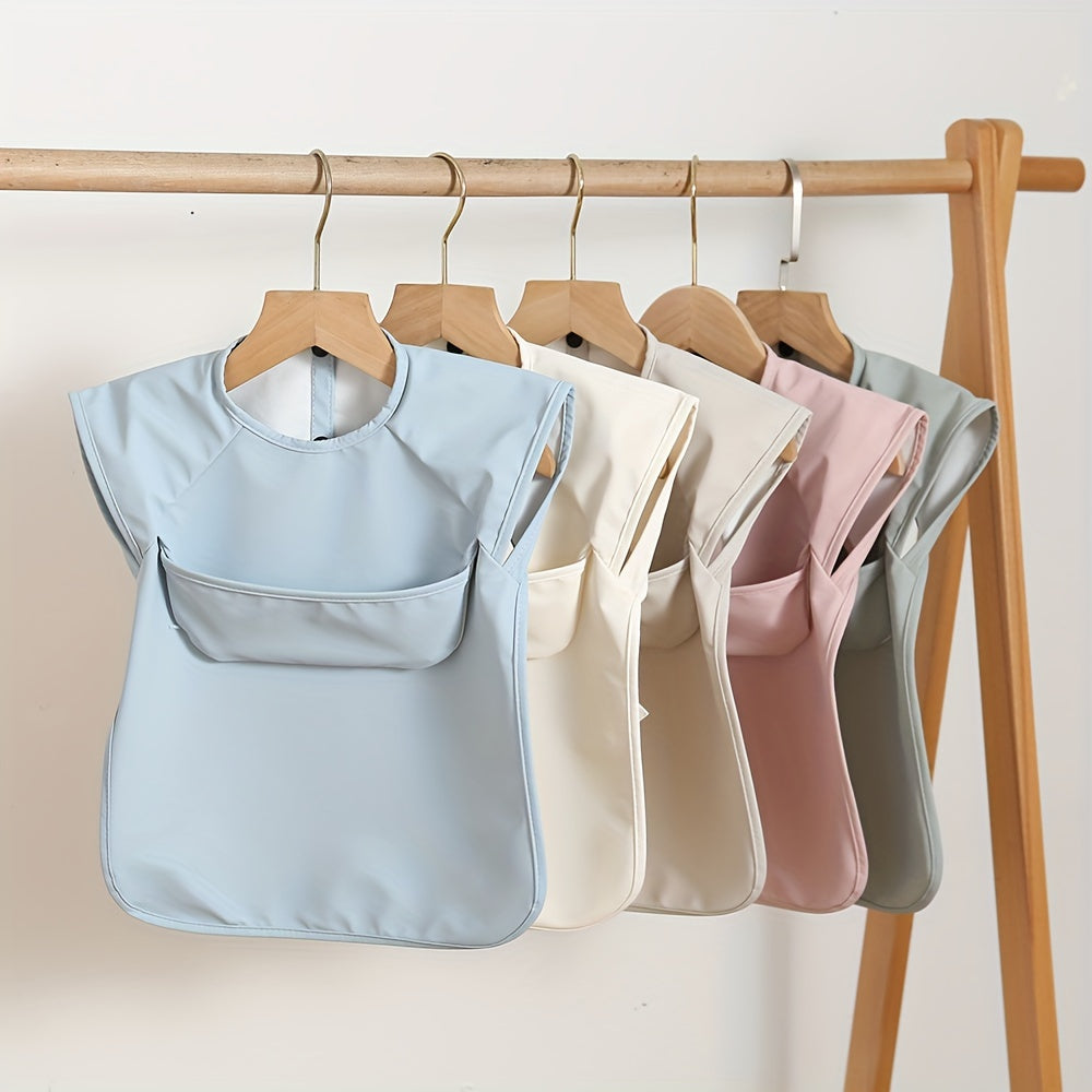 Baby Bib Waterproof Solid Color Sleeveless Feeding Bib for Infants