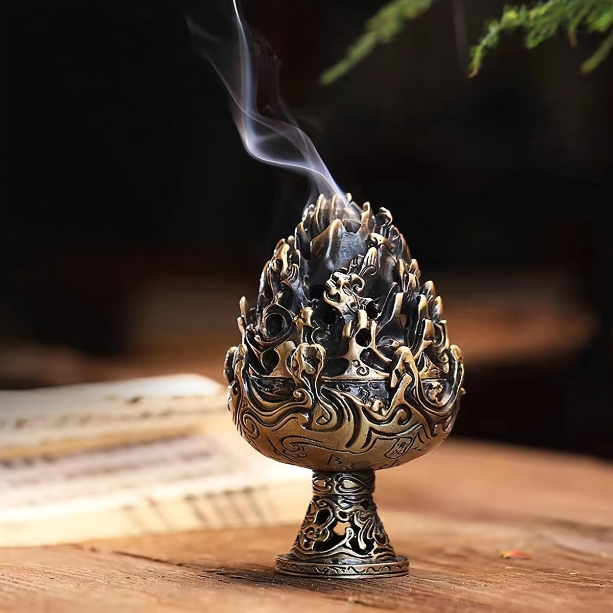 Copper Alloy Incense Burner with Dragon Design for Tea Ceremonies and Gifts