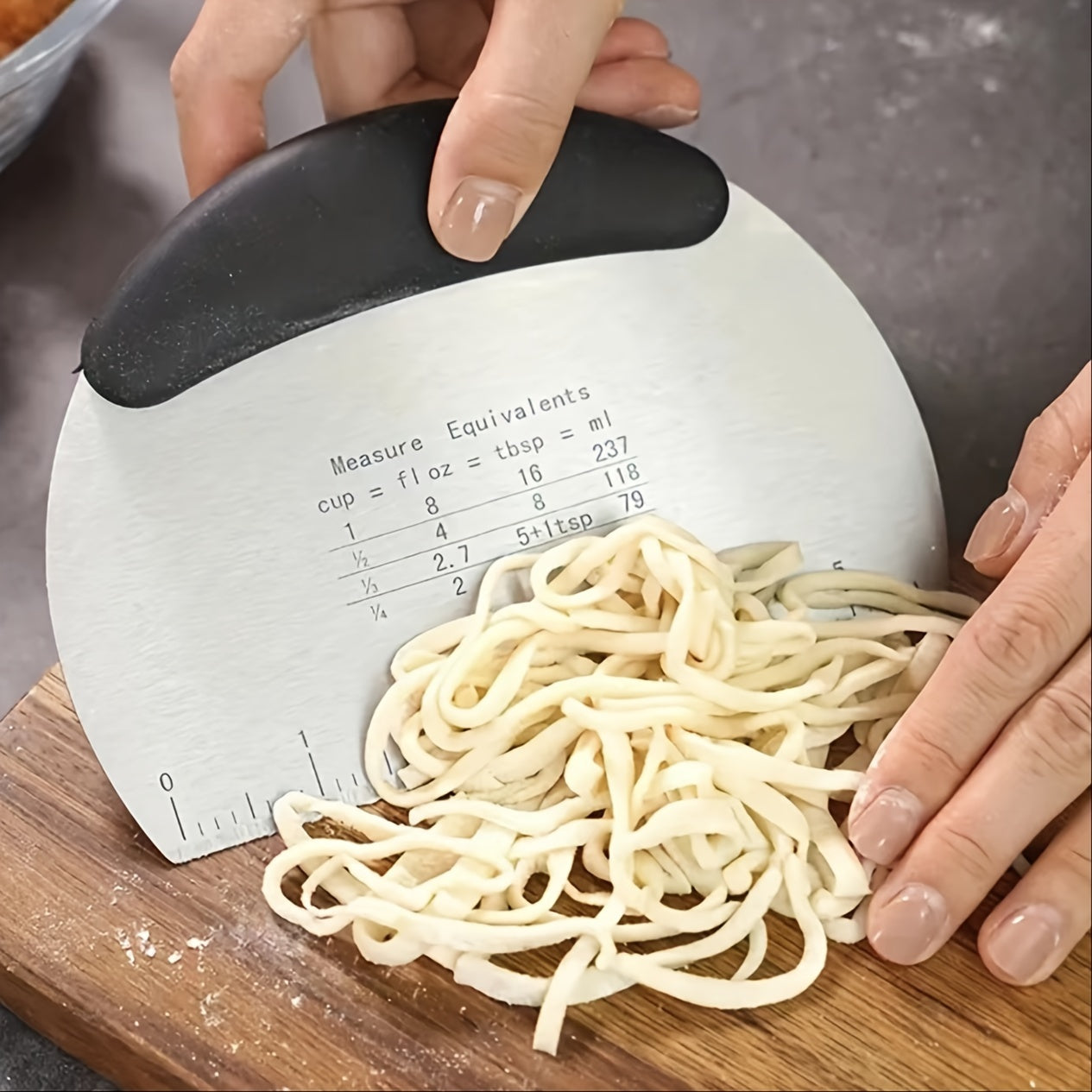 Stainless Steel Dough Cutter with Measurement Scale for Baking Pizza Pastry