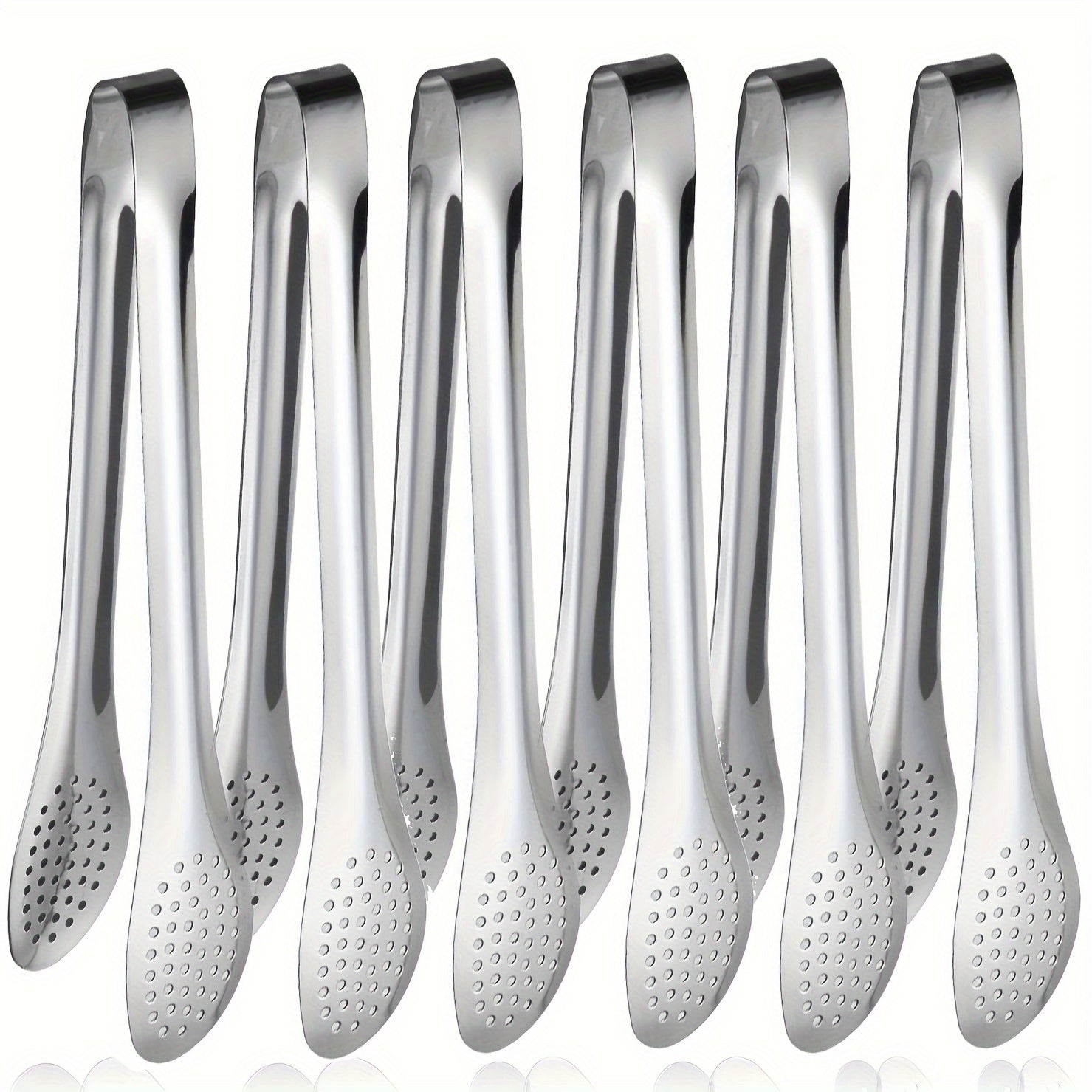 Set of 6 Stainless Steel Buffet Tongs in 7, 9, and 12 Inches