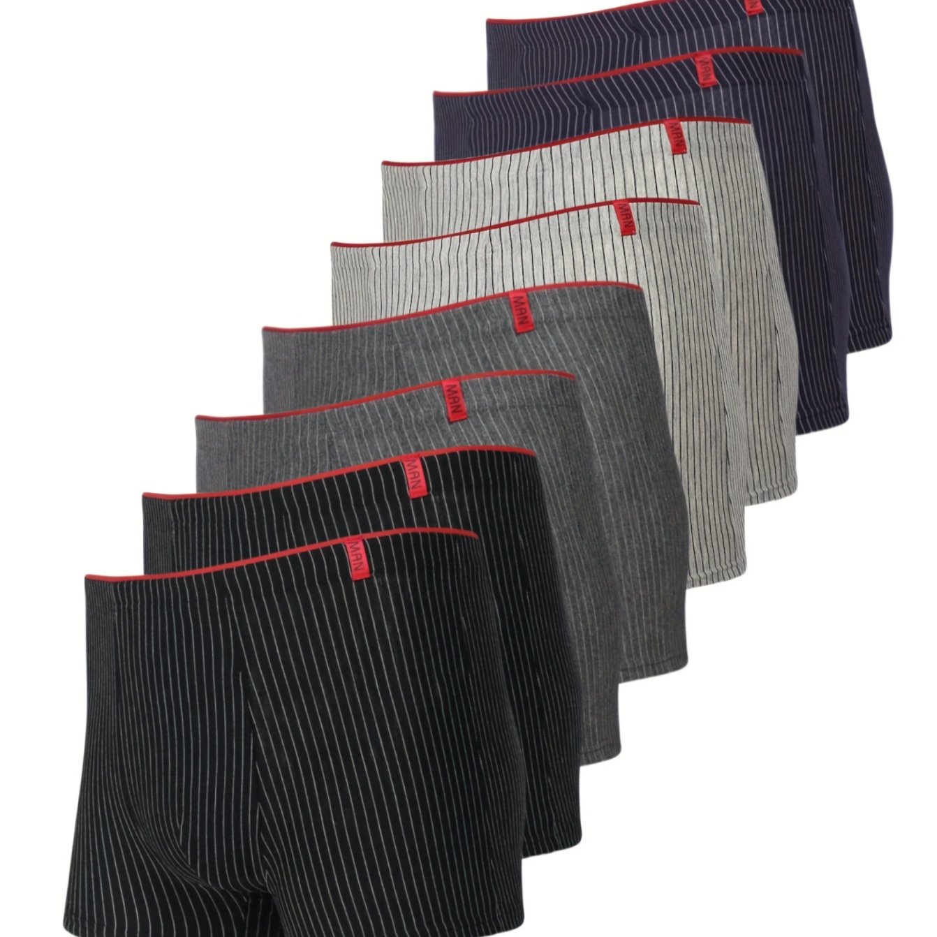 Men's Striped Boxer Briefs Breathable Comfortable Fit Elastic Waistband Pack of 8