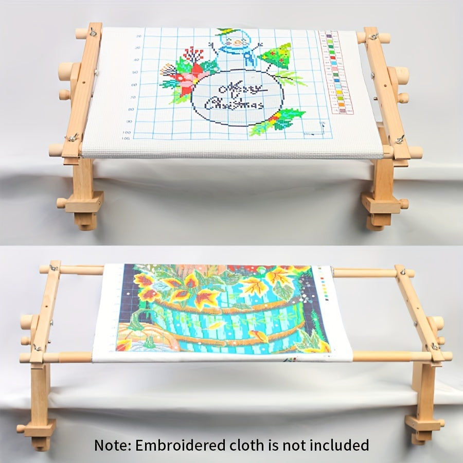 Portable Beech Wood Embroidery Stand for Cross Stitch Sewing with Detachable Clip