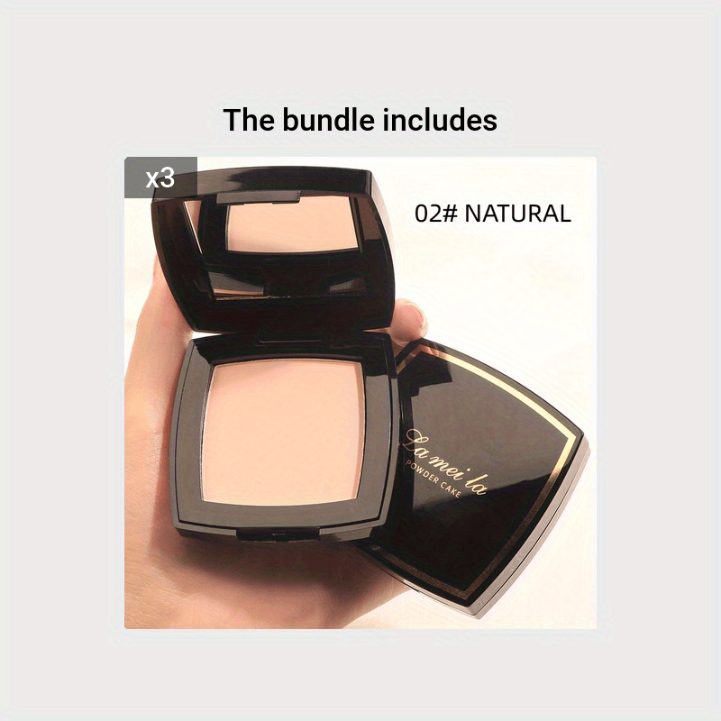 Polvo compacto para mujer, acabado natural, control de grasa de larga duración, a prueba de agua
