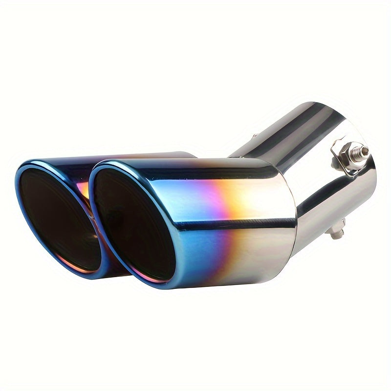 Stainless Steel Dual Exhaust Tips Blue Finish Easy Install Durable