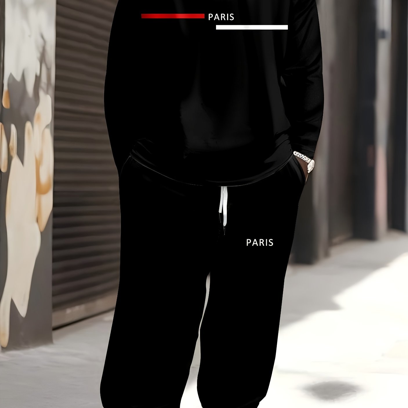 Men's Sports Suit 2-Piece Long Sleeve T-Shirt and Pants Autumn Winter Polyester Casual