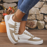 Women's Retro Sneakers Lightweight Synthetic and PVC Casual Shoes Beige White