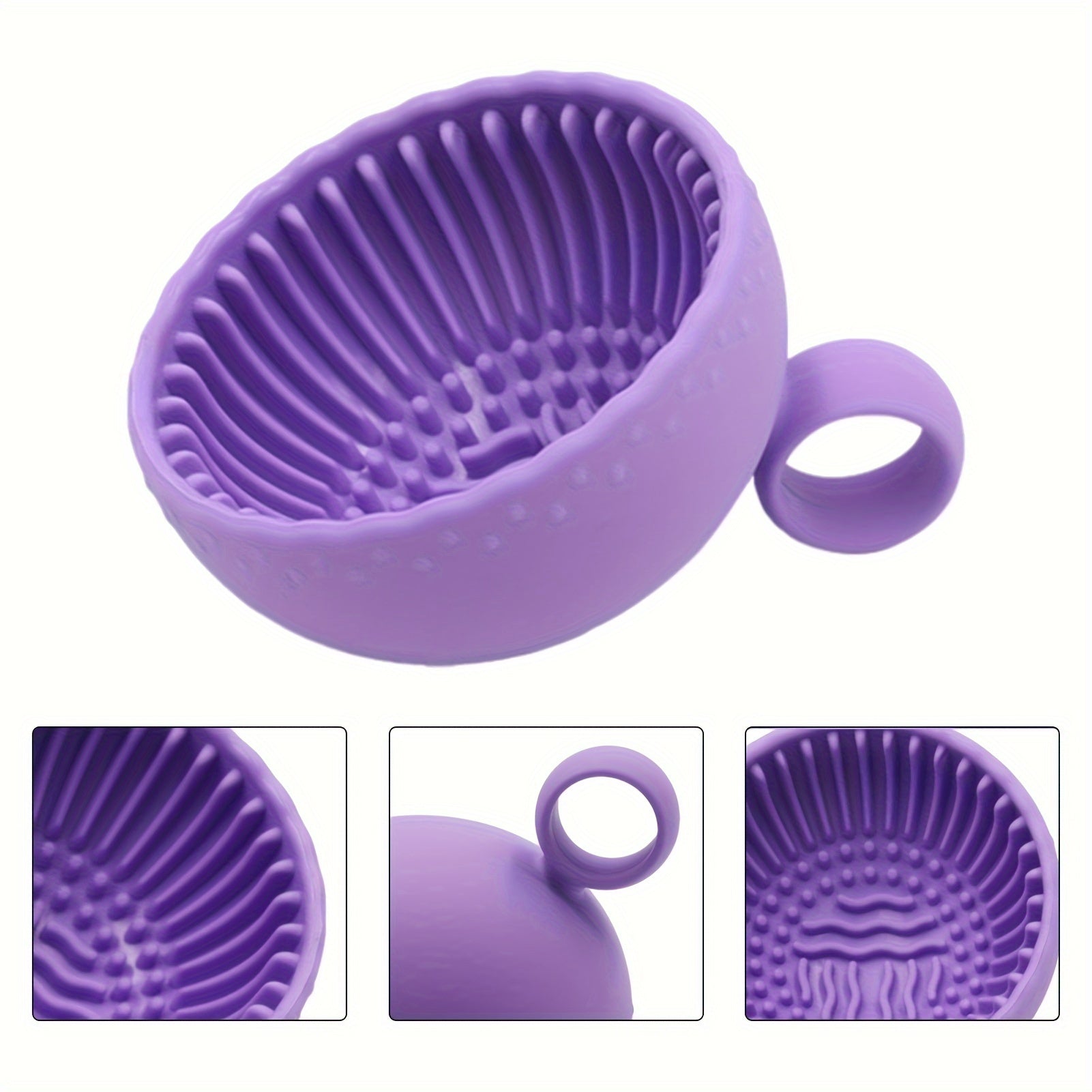 Makeup Brush Cleaner Bowl Silicone Scrubber Pad for Eyebrow and Face Brushes