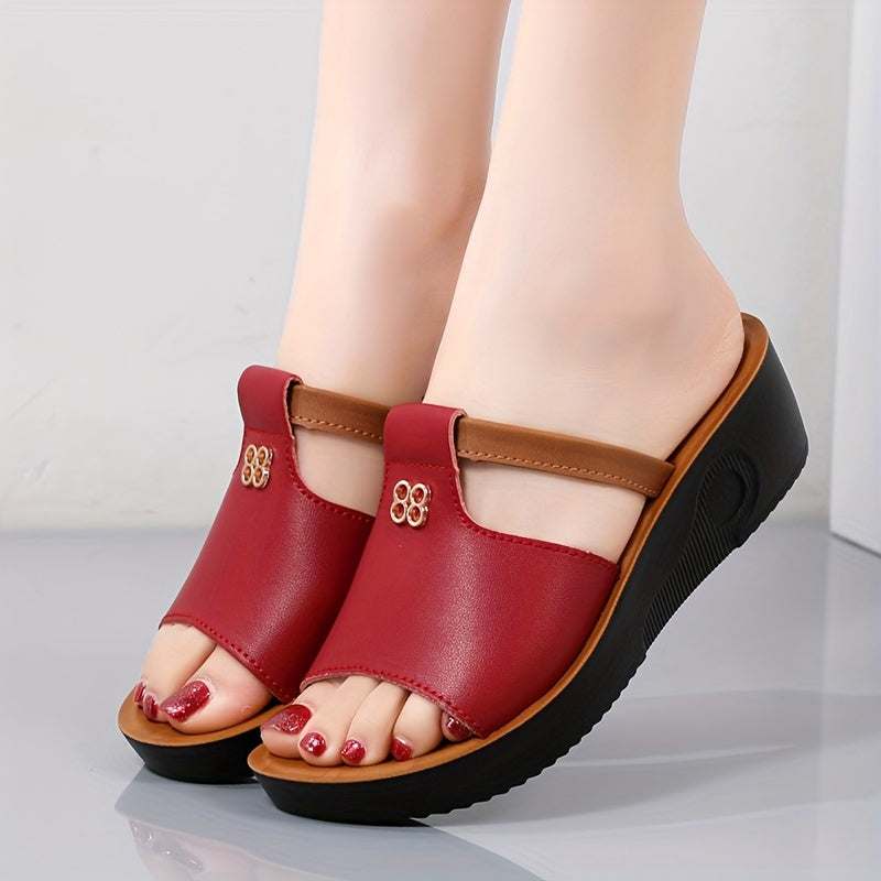 Women's Wedge Sandals Open Toe Platform Slip-On Summer Comfort
