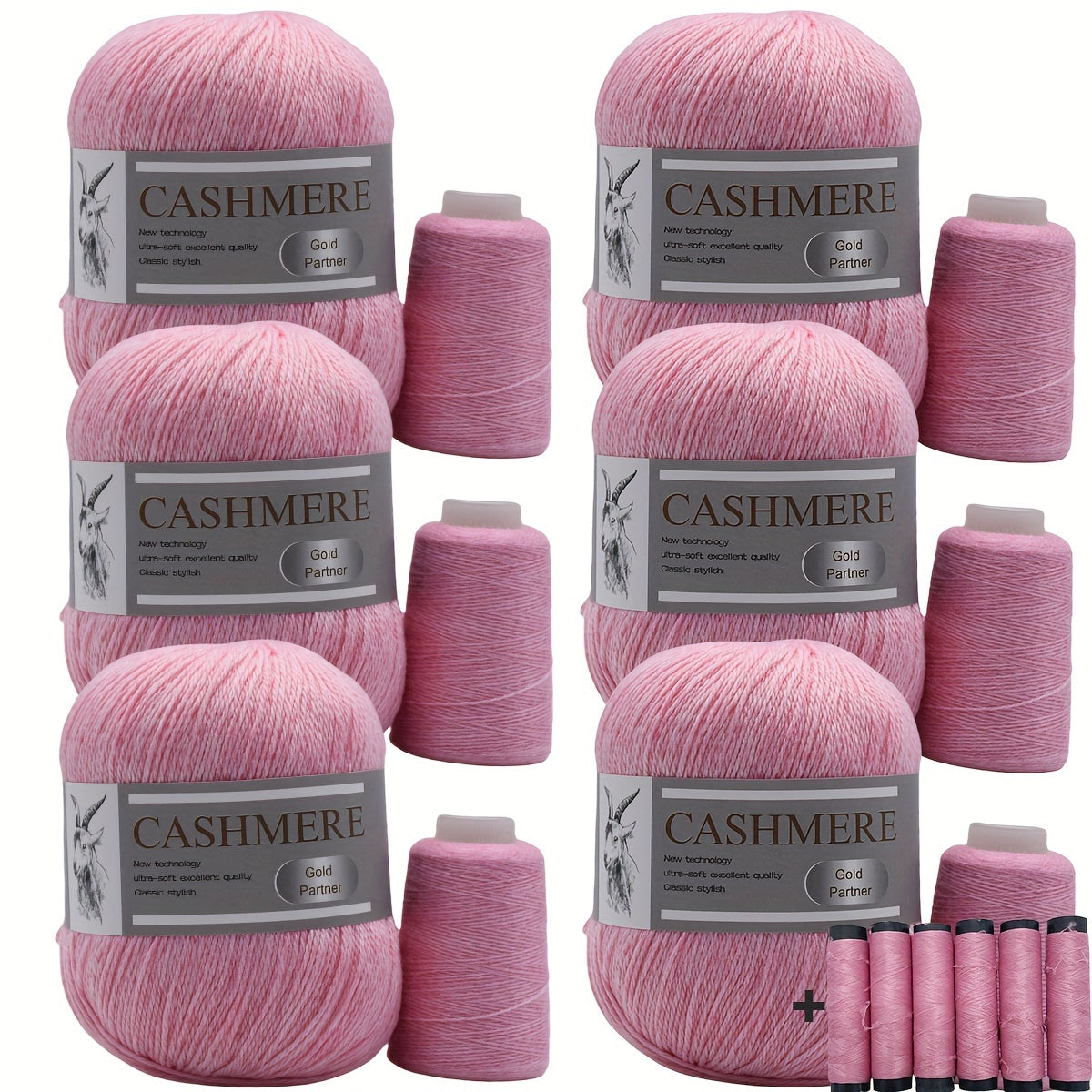 Luxurious Cashmere Yarn Set for Knitting and Crocheting Multicolored 6-Pair Bundle
