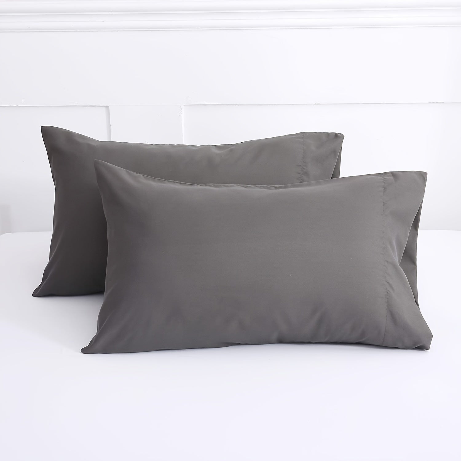 Set of 2 Brushed Pillowcases Double-Sided Water-Washed Soft Wrinkle-Resistant