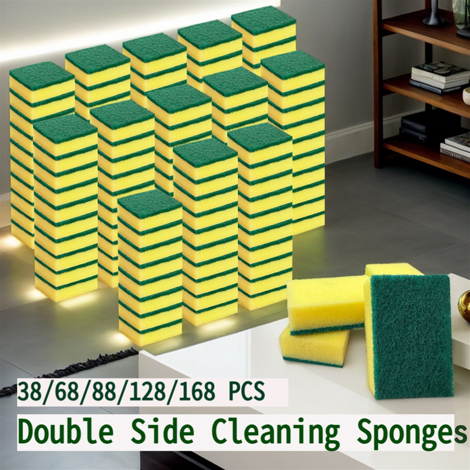 Double-Sided Cleaning Sponge Soft Absorbent and Scrubbing for Stains