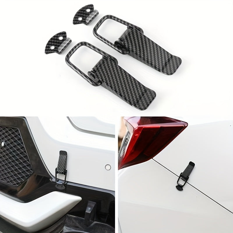 2 Pack Car Bumper Clips Carbon Fiber Pattern Lock Fixed Pull Buckle Safety Hooks for Car and Truck