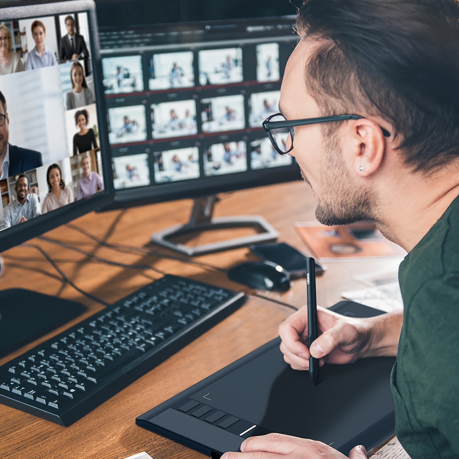 Графический планшет для рисования 25,4x15,2 см с 8 горячими клавишами и 8192 уровнями давления для Chromebook, Linux, Windows, Mac OS