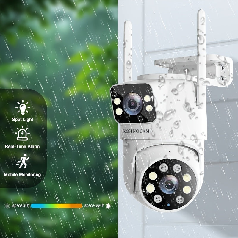 Outdoor WiFi Security Camera with Dual Lens AI Human Tracking Night Vision and Pan Tilt