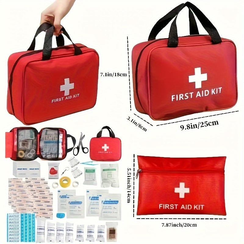 Family Outdoor Emergency Kit with Scissors Tweezers Wet Wipes Portable Durable Available in 2 Sizes