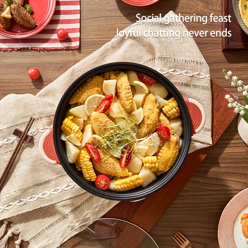 1 dona UAO Elektr taom pishirish qozoni, issiq qozon va qovurish funksiyalari bilan. Katta sig'imli, yopishmaydigan, yotoqxona va uy uchun mos. 220-240V Evropa rozetkasi. Qishki ovqat ta'minoti uchun ideal.